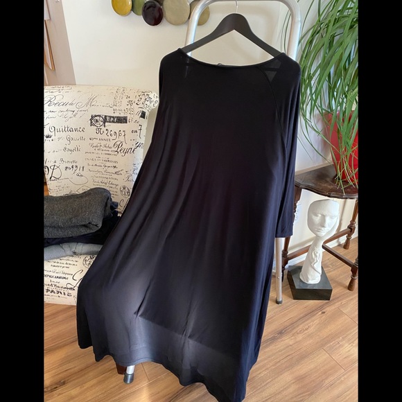 Black, comfortable, jersey-type midi dress, 4x - Picture 3 of 5